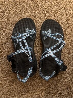 Women’s Chaco Sandals with Blue Patterned Straps